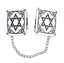 Tallit Prayer Shawl Clips, Nickel Plated - Decorative Star of David