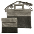 Faux Leather Tallit & Tefillin Bags and Shoulder Strap - Dark and Light Gray