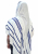 Acrylic Non-Slip Tallit, Textured Checkerboard Weave - Silver and Blue Stripes