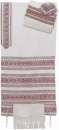 Handloom Woven White-Maroon Silk Tallit by Rikmat Elimelech