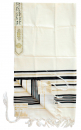 Traditional Wool Tallit -  Black and Gold Stripes