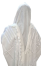 Acrylic Non-Slip Tallit, Textured Checkerboard Weave - White on White Stripes