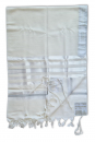 Non-slip Lightweight Prayer Shawl Tallitt with Silver Stripes - Barak from Talitnia